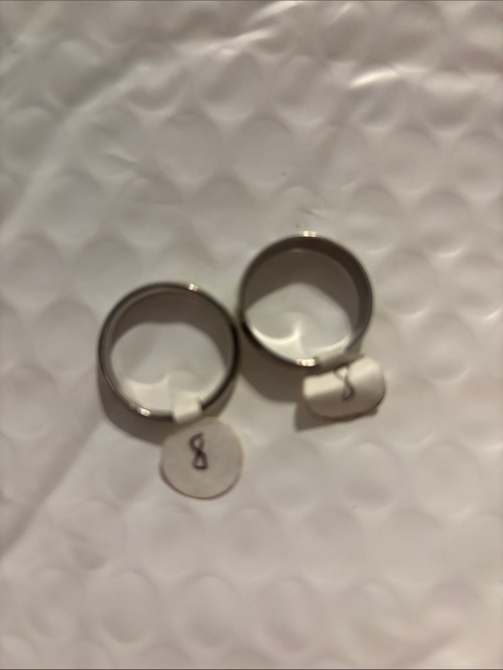2 Classic Silver Stainless Steel Band Rings - Women's Size 8
